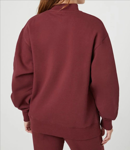 Sudadera gruesa de gran tamaño para mujer, hombros caídos, manga larga, cuello simulado, sudadera femenina - Product Image 2