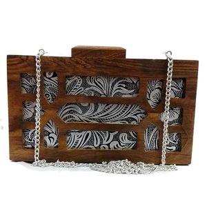 Bolso de mano de madera natural hecho a mano para mujer, bolso de mano de madera de diseño con cadena larga para mujer, bolso de noche a bajo costo - Product Image 1