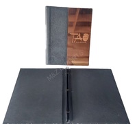 Couverture de menu et dossier en cuir PU de qualité supérieure, format A4, durable, couleur personnalisée, logo, certifié ISO, restaurant, hôtel, vin