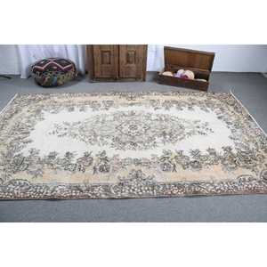 Alfombra Vintage de 5.9x9.9 pies, Alfombra Turca, Alfombra de Lana con Diseño Floral Marrón - Product Image 3