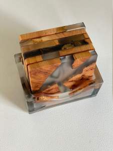Juego de posavasos de resina epoxi de calidad PERFECTA con efecto océano decorativo cuadrado redondo posavasos de resina de madera epoxi de Craftsy Hom - Product Image 3