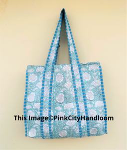 Fashionable Eco-friendly Custom Tote <b>Bags</b> for Women Shoulder Hand Block Printed <b>Shopping</b> Purse Quilted Designer Case - Product Image 4