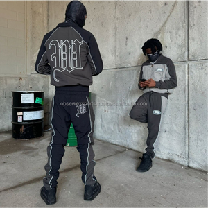 Streetwear d'hiver unisexe personnalisé OEM Ensemble pantalon coupe-vent réfléchissant à imprimé coton pour les sports imperméables d'extérieur Veste de survêtement - Product Image 5