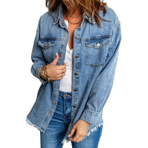 High Street 2024 chaqueta vaquera hecha a medida para mujer artículos Premium transpirable a prueba de viento Chaquetas vaqueras elegantes para mujer servicio OEM - Product Image 6