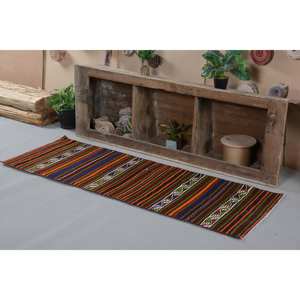 Alfombra turca clásica Vintage de 2,3x6,4 pies, diseño tradicional de retazos rojo y verde, tejido plano de látex de lana, nuevo pasillo de área grande - Product Image 4