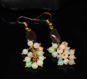 ต่างหูทรงกลมโอปอลธรรมชาติสีดำ พร้อมต่างหูเงินแท้ 925 ชุบทอง 14K ของขวัญสำหรับเธอ - Product Image 3