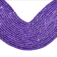 Bracelet de cheville en améthyste naturelle non traitée, perles rondes facettées de 15 pouces, pour femmes, 1 brin complet, personnalisé, marque AMARA