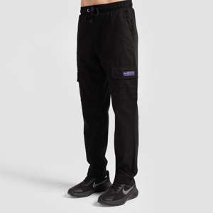 LiteFlex High Waist Cargo <b>Pants</b> Summer Canvas Corduroy Woven Cotton-Embroidered Straight Pattern <b>Black</b> Zippers Pleats Dark XL - Product Image 1