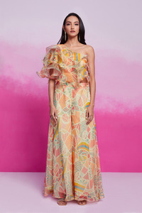 Elegante conjunto de organza para mujer, parte superior e inferior regular transpirable, ropa informal perfecta para la cultura india y pakistaní - Product Image 3