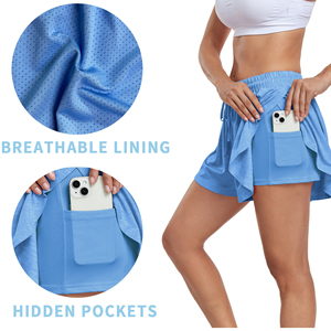 Shorts pour femmes en polyester spandex vêtements de yoga vêtements de sport entraînement poche pour téléphone shorts de tennis short de course à séchage rapide pour femmes - Product Image 5