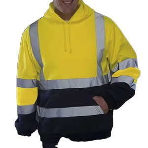 Sweat à capuche de sécurité haute visibilité pour hommes, tricoté et réfléchissant, à manches longues, avec structure avant, pour hommes, vente à chaud - Product Image 5