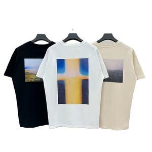 Classique hommes essentiels été mode Hip Hop lâche unisexe 100% coton tricoté respirant séchage rapide T-Shirt à manches courtes - Product Image 1