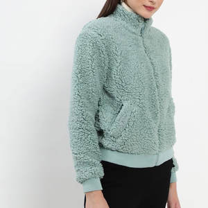 Veste en sherpa personnalisable pour femmes Séchage rapide Respirante Veste en sherpa d'hiver Motif uni Col montant Style zippé - Product Image 3