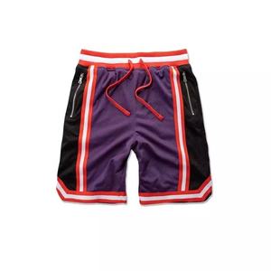 Último diseño Panel trabajo malla 100% poliéster transpirable arroz agujeros estilo cremallera bolsillos parte inferior Flexible deportes baloncesto pantalones cortos - Product Image 5