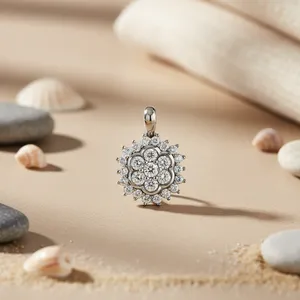 Pendentif en argent et or rose fait à la main pour femmes avec plaqué rhodium, pendentifs à breloques ou motif numérique, cadeau - Product Image 2