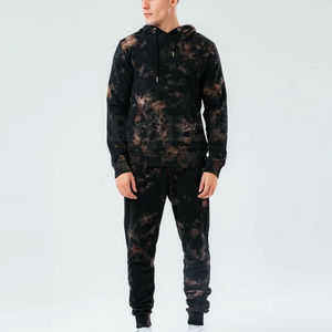 Éclaboussures de peinture personnalisées Lavage vintage à l'acide pantalon de survêtement et sweat à capuche empilés Ensemble 2 pièces Survêtement de survêtement pour hommes - Product Image 5