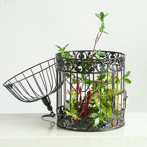 Support à fleurs en <span class=keywords><strong>cage</strong></span> à oiseaux vintage en métal, jardinière décorative en fer, centre de table suspendu pour mariage, <span class=keywords><strong>cage</strong></span> de présentation florale pour jardin de mariage - Product Image 4