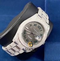 Reloj de Lujo para Hombre, Diseño de Diamantes Glaseados, Mecanismo Japonés, Acero Inoxidable, Cristal Analógico, Esfera de 41 mm, Edición Limitada, Fecha Automática