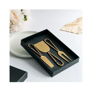 Best Selling Made in India OEM Factory Wholesale Gold Cheese Knives Set 3-Pieces Kitchen Cheese Accessories for Cake & Pizza