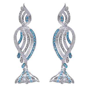 Boucles d'oreilles Kriaa Fine Dangle Pierre Autrichienne Bleue avec Placage Argent Modèle 1301209 - Product Image 1