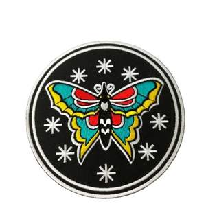 Parches de poliéster bordados con logotipo, insignia tejida de mariposa decorativa, tela, formas de flores de corazón para decoración de sombreros, fieltro tejido - Product Image 4