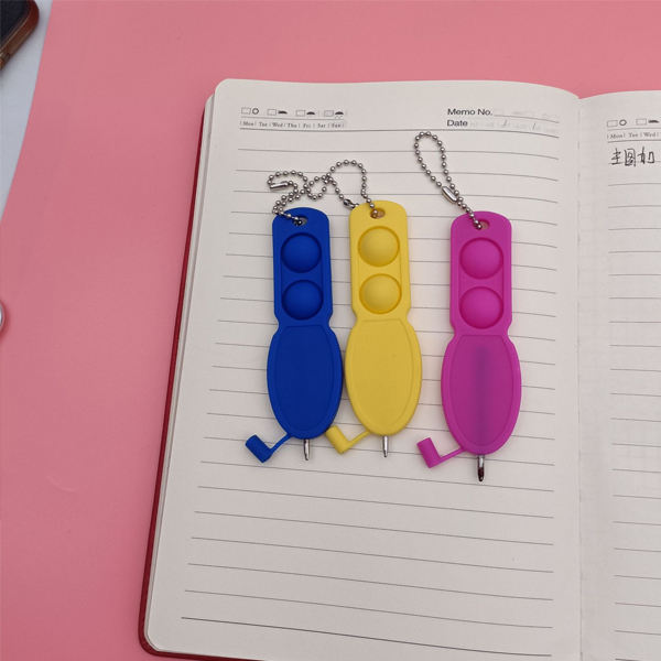 Push Pop Fidget Pen Keychain Stress Relief Toy Portable Popper for Kids and Adults Fun Relaxation Gadget