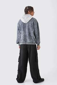 Regular Fit Essential Premium Washed Overhead Hoodie Prix de gros Sweat à capuche lourd surdimensionné-Noir Vintage - Product Image 3