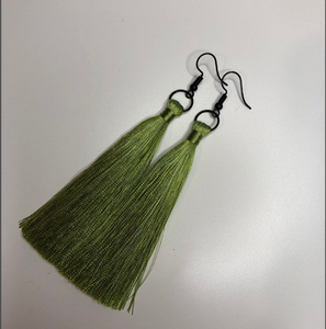 Tassel <b>Earrings</b> / Sterling <b>Silver</b> <b>Earrings</b> / Bohemian <b>Earrings</b> / Freestyle <b>Earrings</b> Fringe Tassel <b>Earrings</b> - Gold - <b>Long</b> - Product Image 1