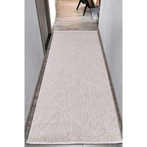 Konfor Diva 9553 Modern Acrylic Woven Thick Pile Straight Fringe Machine Made White <b>Runner</b> Rug Stylish Contemporary <b>Carpet</b> - Product Image 3
