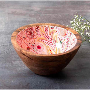 Vaisselle de forme personnalisée de la meilleure qualité bol de service alimentaire travail en bois et en émail bol de fruits et de dattes alimentaires classiques d'Indien - Product Image 2