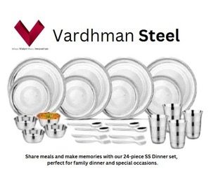 Juego de Vajilla de Acero Inoxidable de Primera Calidad de 24 Piezas con Diseño de Plantas, Cubiertos, Platos, Incluye Diseño Ins - Product Image 2