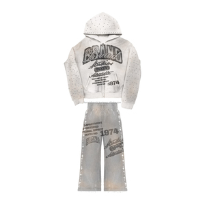 Ensemble de survêtement pour homme de haute qualité, personnalisé, 500 g/m², 100 % coton, décontracté, lavage à l'acide, respirant, sweat-shirt et pantalon de survêtement - Product Image 4