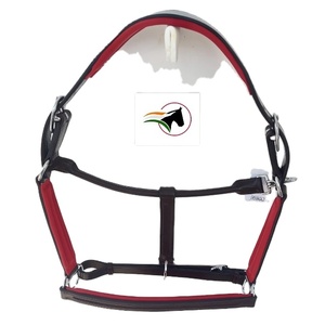 Col licou à tête d'équitation rembourré rouge, avec canal vide sur le nez et les joues - Product Image 1