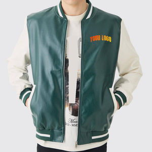Conception de qualité personnalisée Bomber PU Varsity Jacket Hommes Broderie Baseball Letterman Vestes en cuir Varsity pour hommes - Product Image 4