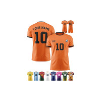 Maillot de football personnalisé pour homme, équipe 10, impression sublimée, polyester à séchage rapide, col rond, manches courtes, color block, vêtements pour adultes