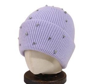 Beanie Cap Casual Ligero Rhinestone Beanie Hat Elegante Nuevo Alta calidad Tamaño personalizado Cap Bordado logo Sombreros para inviernos - Product Image 1
