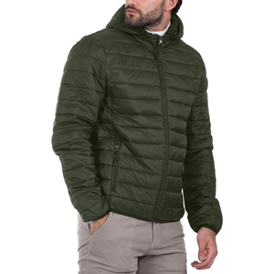 Veste matelassée en denim d'hiver ultra chaude pour homme avec fermeture éclair sur le devant, capuche vintage, protection thermique - Product Image 4