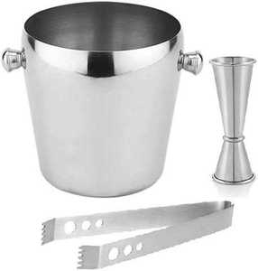 Hammered Stainless Steel Ice Cub Bucket For Home Kitchen Indoor <b>Outdoor</b> Parties Ice Storage Water Bottle Soft <b>Drink</b> Chilled - Product Image 4