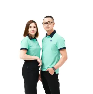 ベトナム製ナンバーワン速乾性半袖ポロシャツ男性用女性用-コットンポリプレーン服