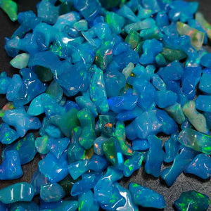 Spécimen brut traité thermiquement de pierres précieuses d'opale bleue éthiopienne naturelle pour la fabrication de bijoux avec des pierres en vrac - Product Image 3