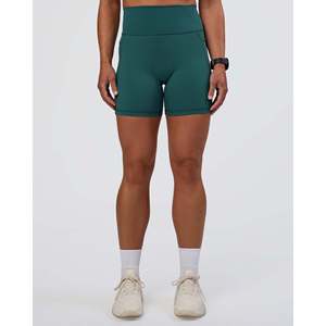 Shorts Fusion de cintura ultra alta de 6 pulgadas para mujer con bolsillos - Verde azulado transformador - Product Image 3