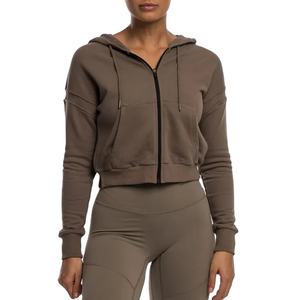 Sweat à capuche en molleton blanc en coton polyester épais 345G pour femmes sweats brodés personnalisables pour hommes sweats à capuche courts - Product Image 5