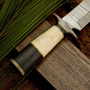 Handmade Stainless Steel Full Tang Serrated Edge Outdoor Hunting Camping Bowie <b>Knife</b> <b>Bone</b> <b>Handle</b> Leather Sheath | OEM Available - Product Image 2