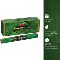 Bâtonnets d'encens d'eucalyptus à ourlet-6 TUBES hexagonaux (20 bâtonnets dans chaque boîte) 120 bâtonnets au TOTAL