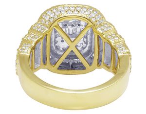 Elegant 10K Yellow Gold Rhodium Plated Hip Hop <b>Ring</b> with Lab Grown Diamonds Baguette & Round Cuts <b>Iced</b> Mens Jewelry for Party - Product Image 5