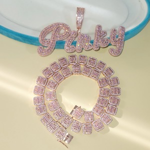 14k Rose Gold Lab Grown Diamond Filled Iced Logo Letter Hip Hop 925 Unisex <b>Name</b> <b>Necklace</b> Custom Luxury IGI Certified Jewelry - Product Image 5