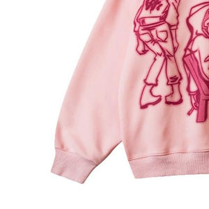 Streetwear Personnalisé en Détresse Brodé Patch Strass Pull à Capuche et Français Terry Acid Wash Hoodies - Product Image 5