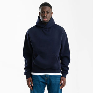 Sudadera con capucha de gran tamaño de algodón 100% para hombre Essentials, sudadera con capucha personalizada de invierno, cuello con hombros caídos, bolsillos, sudadera con estampado sólido - Product Image 2