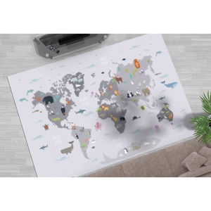 Alfombra Infantil con Mapa del Mundo: Decoración Educativa para Cuarto de Niños, Alfombra Antideslizante, Alfombra de Chenilla - Product Image 1