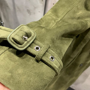 Gabardina de cuero de otoño, abrigos largos, abrigo largo de gamuza con doble botonadura, abrigo largo de gamuza para mujer 2025 - Product Image 5